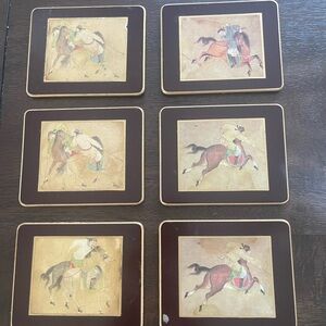 Set of 6 Vintage Asian Themed Coasters